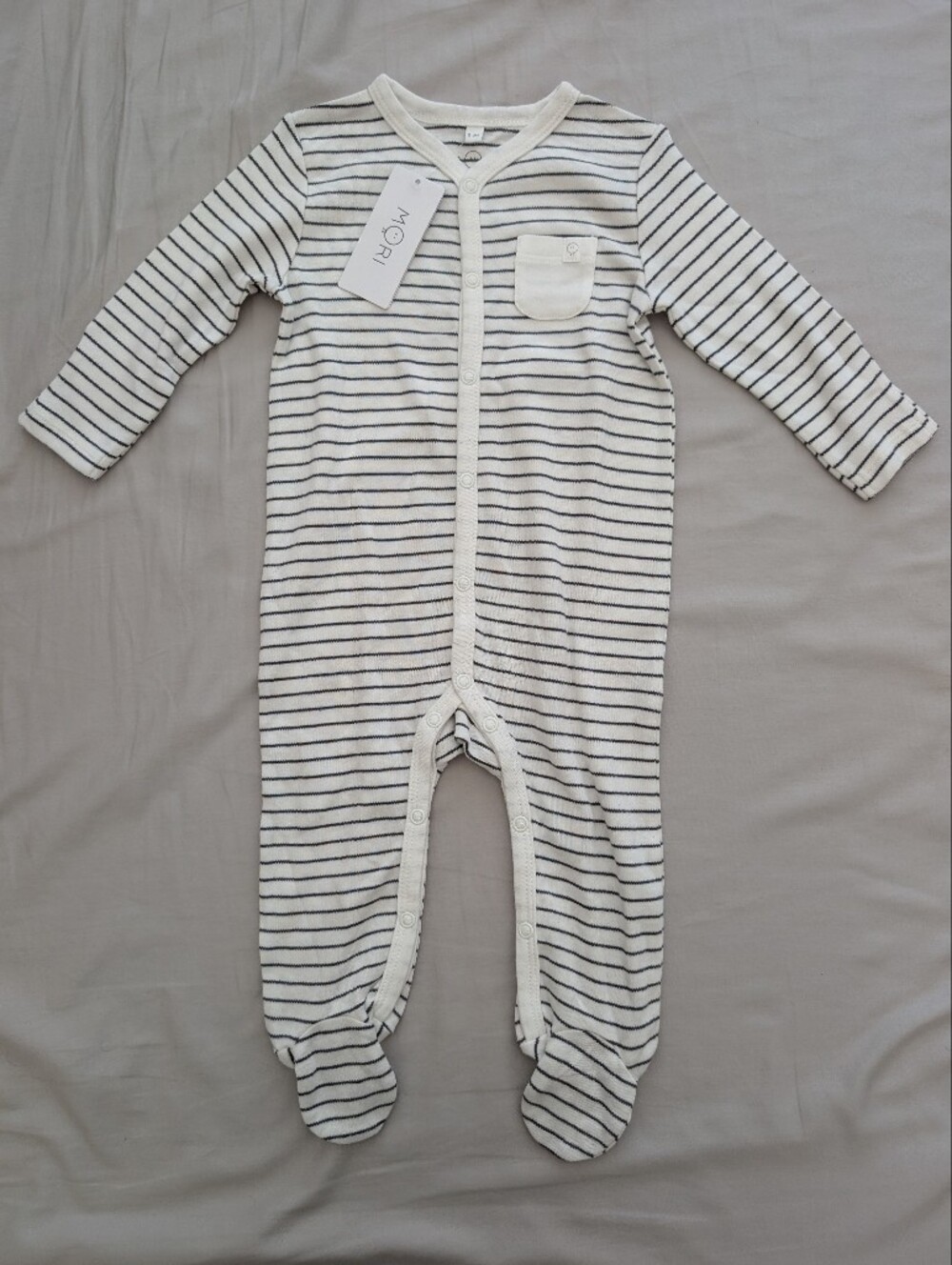 NWT MORI baby pajamas footie sleeper 6-9m signature fabric bamboo cotton snap